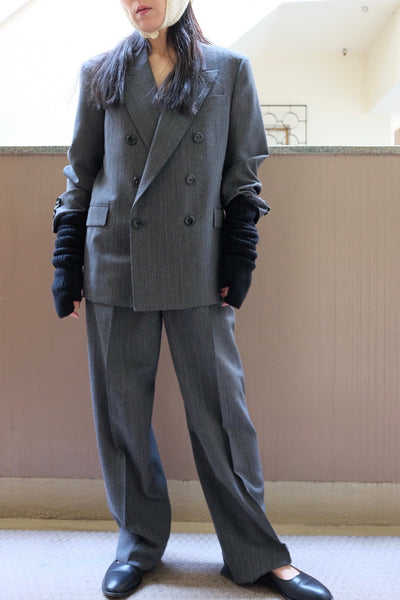 HERRINGBONE PEAKED LAPEL DOUBLE JACKET