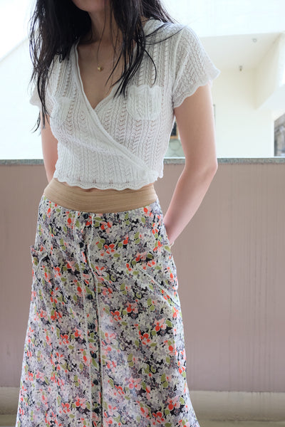 Lace knit cache-coeur top