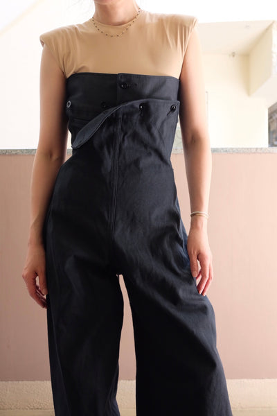 CANVAS LACE-UP BARE JUMPSUIT