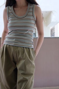 MULTICOLOR STRIPE U-NECK TANKTOP