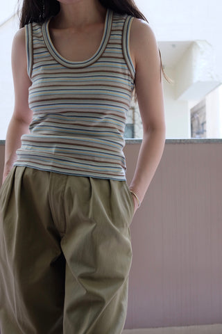 MULTICOLOR STRIPE U-NECK TANKTOP