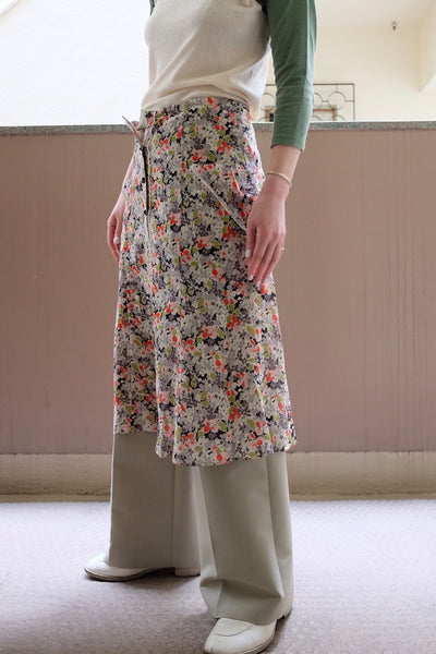 Floral voile button down midi skirt