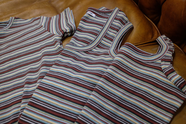 MULTICOLOR STRIPE U-NECK TANKTOP