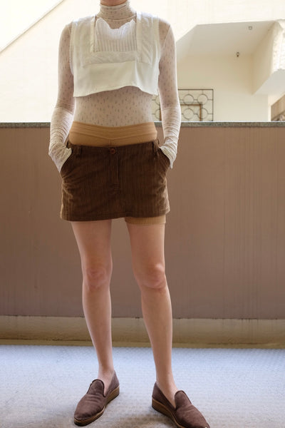 Cord Low-waist Mini Skirt
