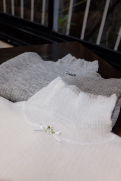 Gauze Ribbed Turtleneck Sweater