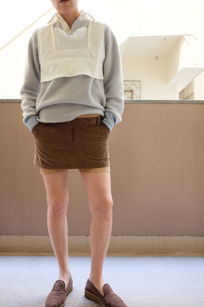 Cord Low-waist Mini Skirt
