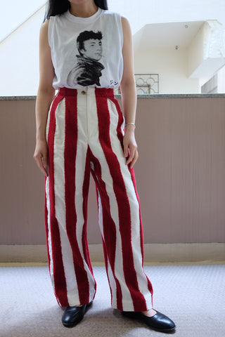 thick pile stripe trousers