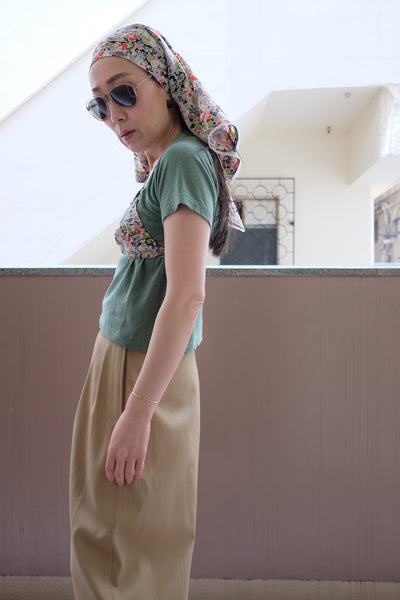 Floral voile head kerchief