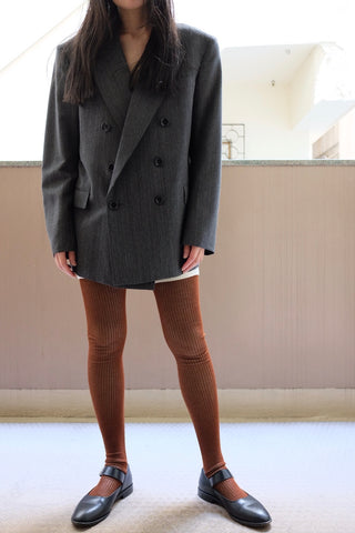HERRINGBONE PEAKED LAPEL DOUBLE JACKET