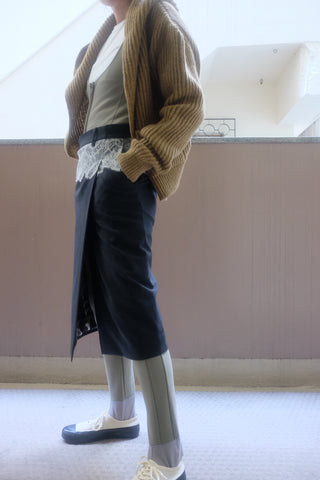 SUITING LACE WAIST MIDI SKIRT