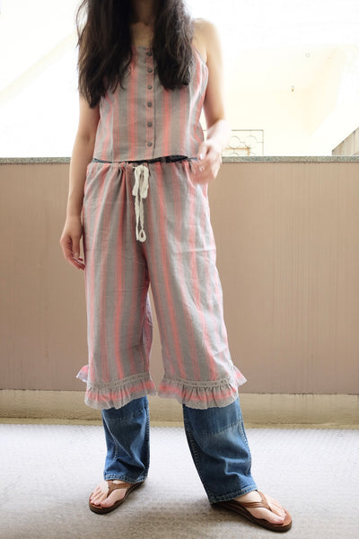 Striped khadi cropped pants