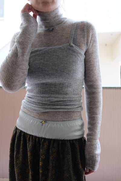 Gauze Ribbed Turtleneck Sweater