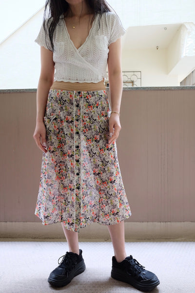 Lace knit cache-coeur top