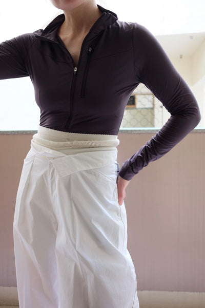 NYLON JERSEY HALF-ZIP BODUSUIT