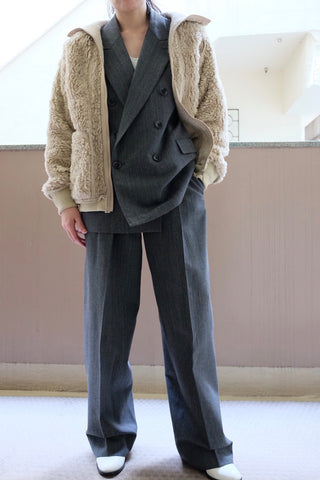 HERRINGBONE BELTED WIDE 2TUCK PANTS