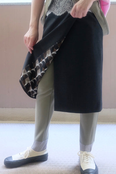 SUITING LACE WAIST MIDI SKIRT
