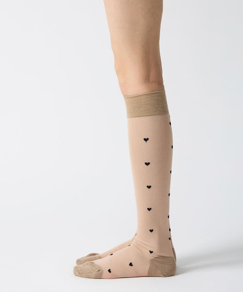 Heart Dot Sheer Knee High Socks