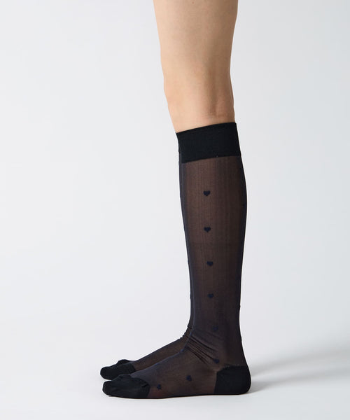 Heart Dot Sheer Knee High Socks