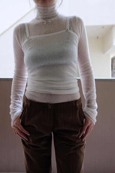 Gauze Drop-needle Ribbed Camisole