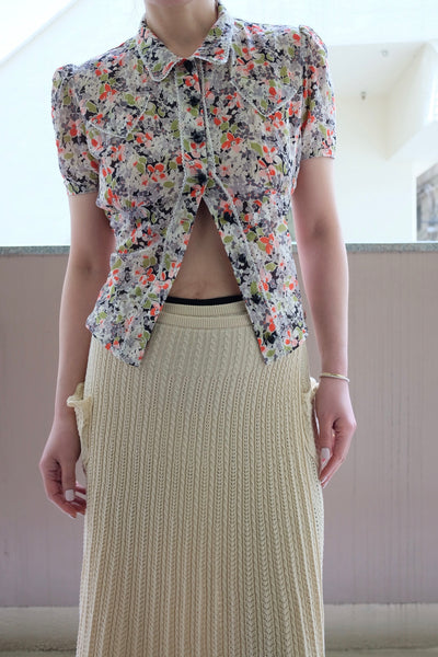 Floral voile short sleeve shirt