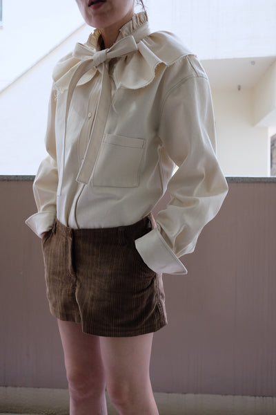 FRILLED DENIM SHIRT