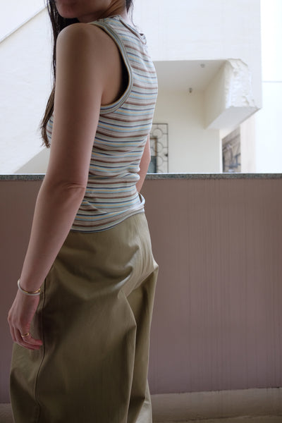 MULTICOLOR STRIPE U-NECK TANKTOP