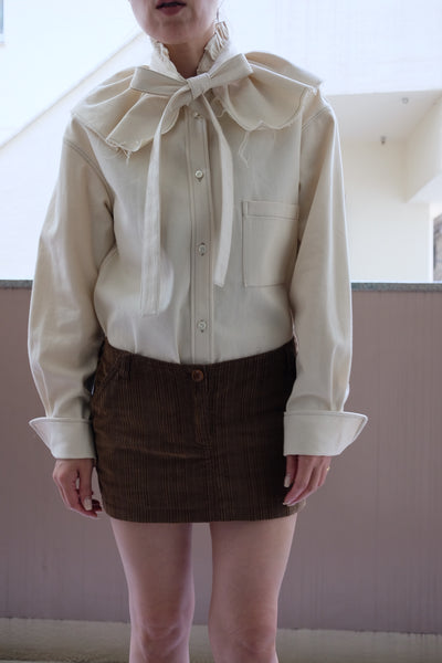 FRILLED DENIM SHIRT