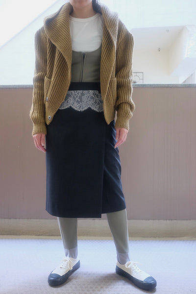 SUITING LACE WAIST MIDI SKIRT