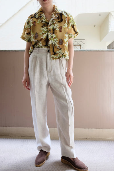 cotton linen melange pants
