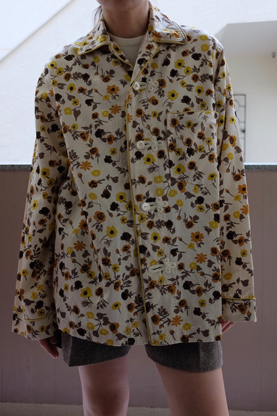 FLOWER PRINTED OPEN-COLLARED SHIRT