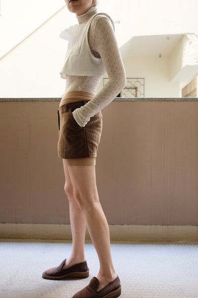 Cord Low-waist Mini Skirt