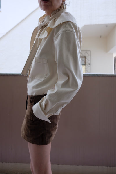 FRILLED DENIM SHIRT