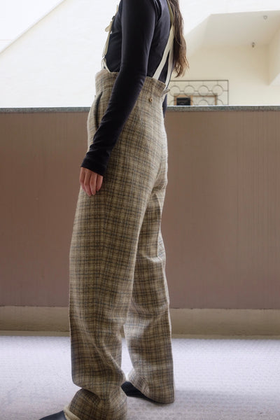 PLAID TWEED HIGH-WAIST SLACKS