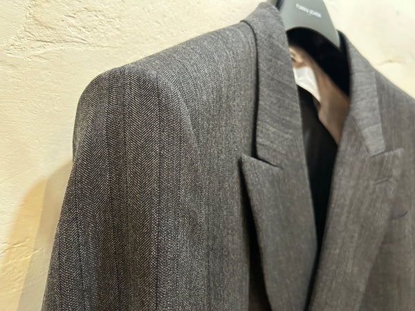 HERRINGBONE PEAKED LAPEL DOUBLE JACKET