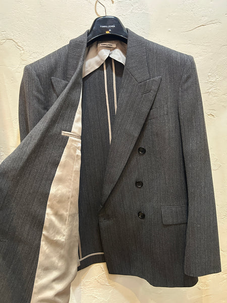 HERRINGBONE PEAKED LAPEL DOUBLE JACKET