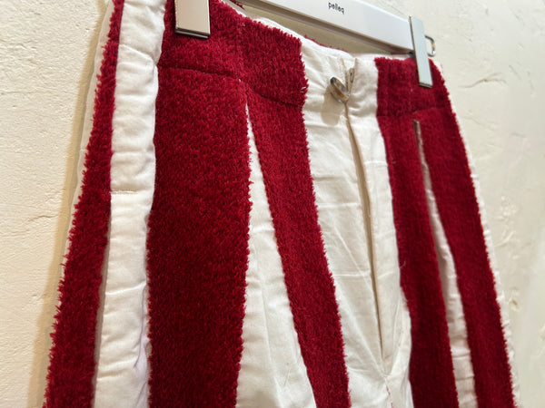 thick pile stripe trousers