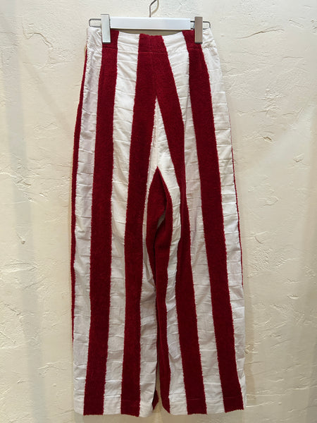 thick pile stripe trousers