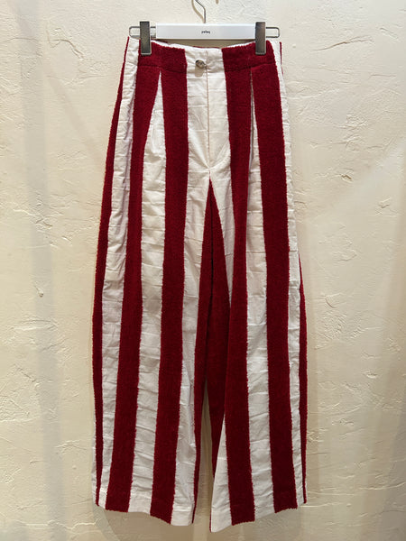 thick pile stripe trousers