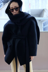 FULLING W-FACE HOODED HALF ROBE